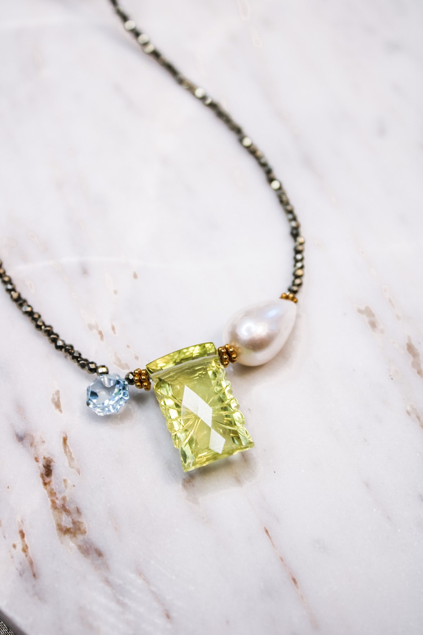 Pyrite Rondelles with Gemstone Necklace (Multiple Options)Beth ZinkNecklace