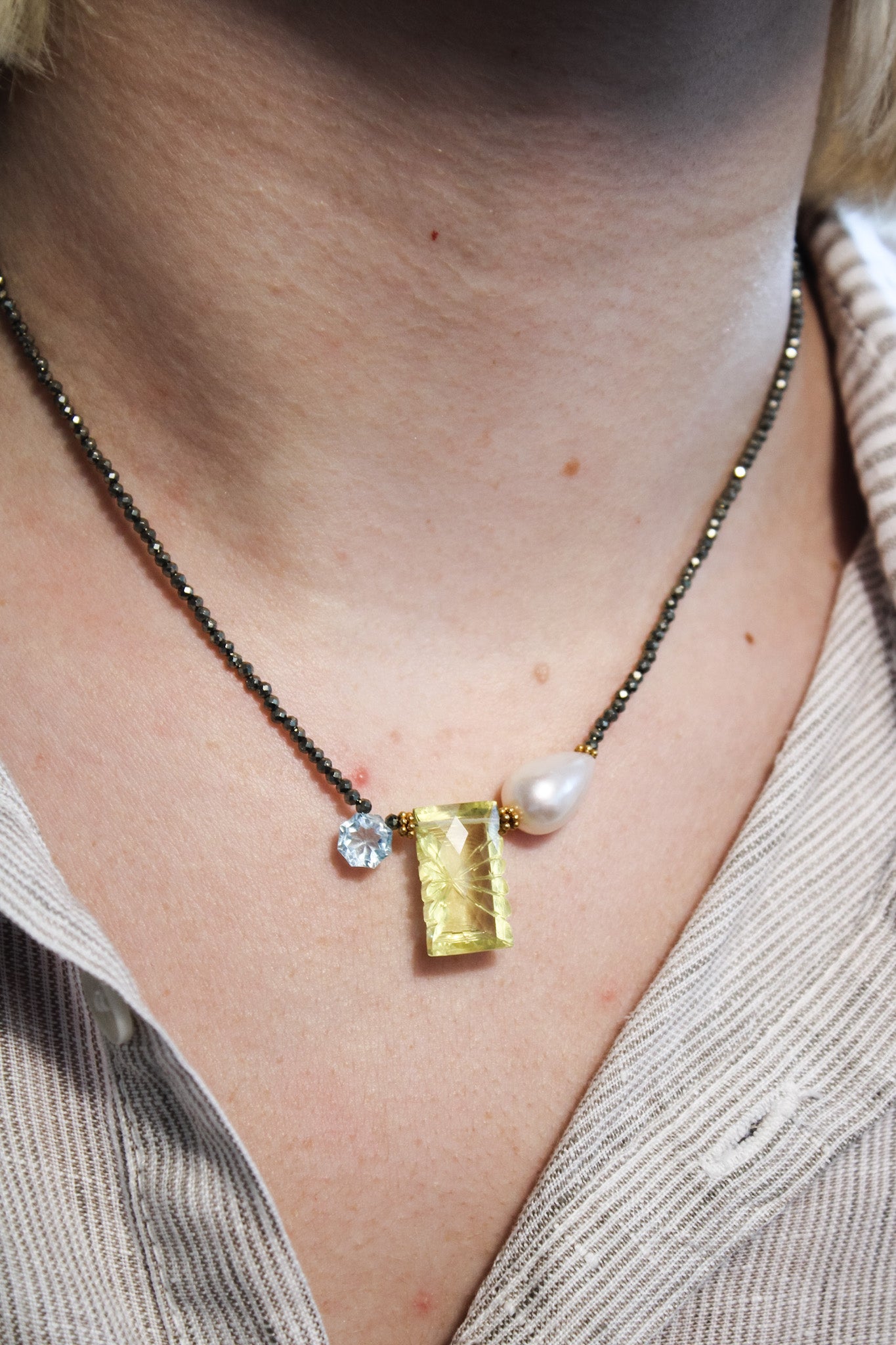 Pyrite Rondelles with Gemstone Necklace (Multiple Options)Beth ZinkNecklace
