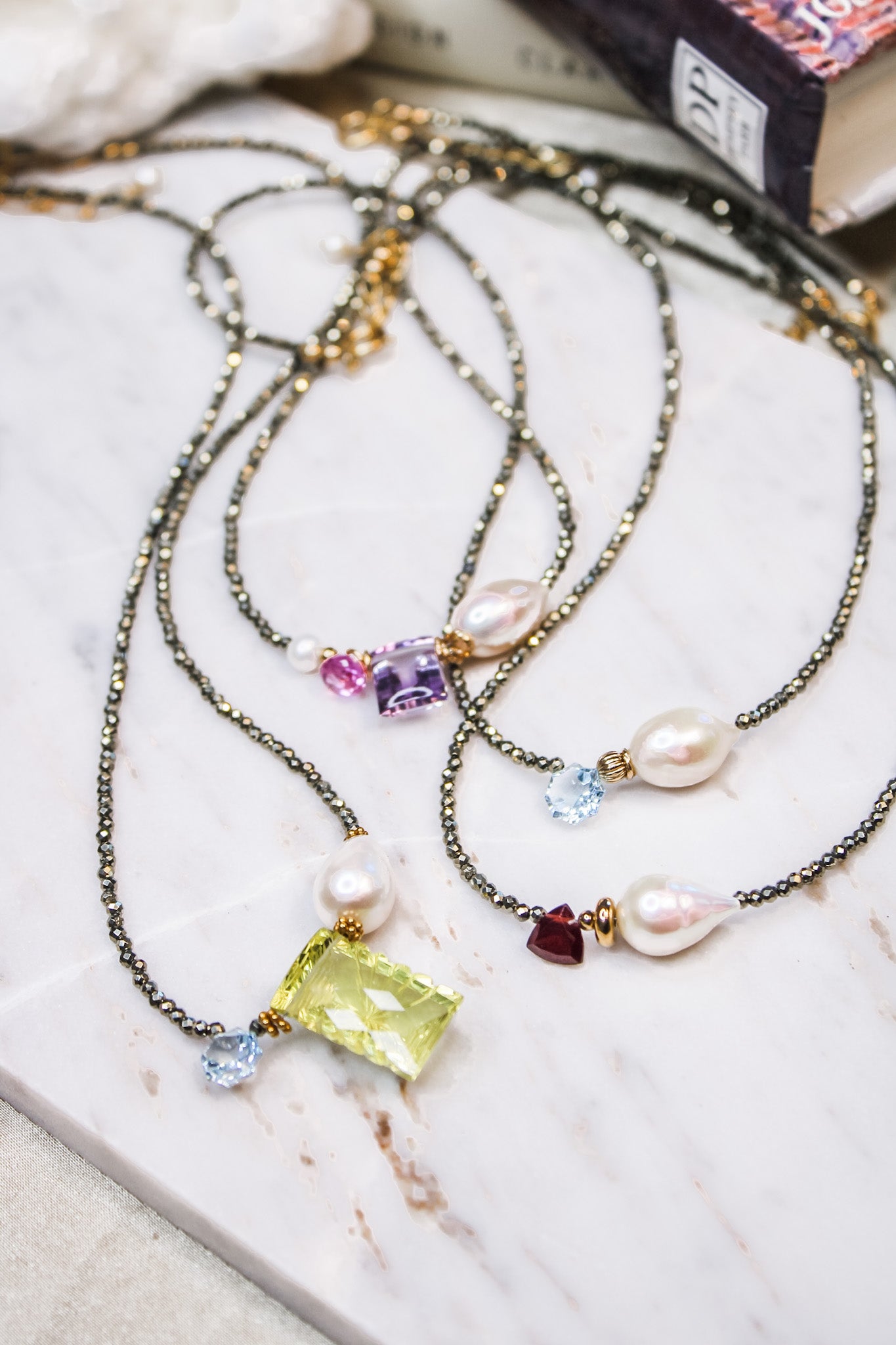 Pyrite Rondelles with Gemstone Necklace (Multiple Options)Beth ZinkNecklace