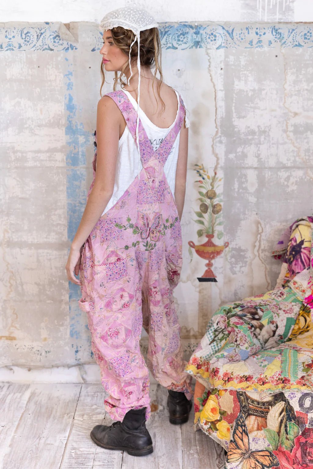 Quiltwork Embroidered Overalls 072Magnolia PearlOveralls