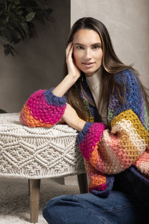 Rainbow Knitted Cardigan KimonoSAACHICoats & Jackets