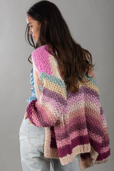 Rainbow Knitted Cardigan: Pastel PinkSAACHIShirts & Tops