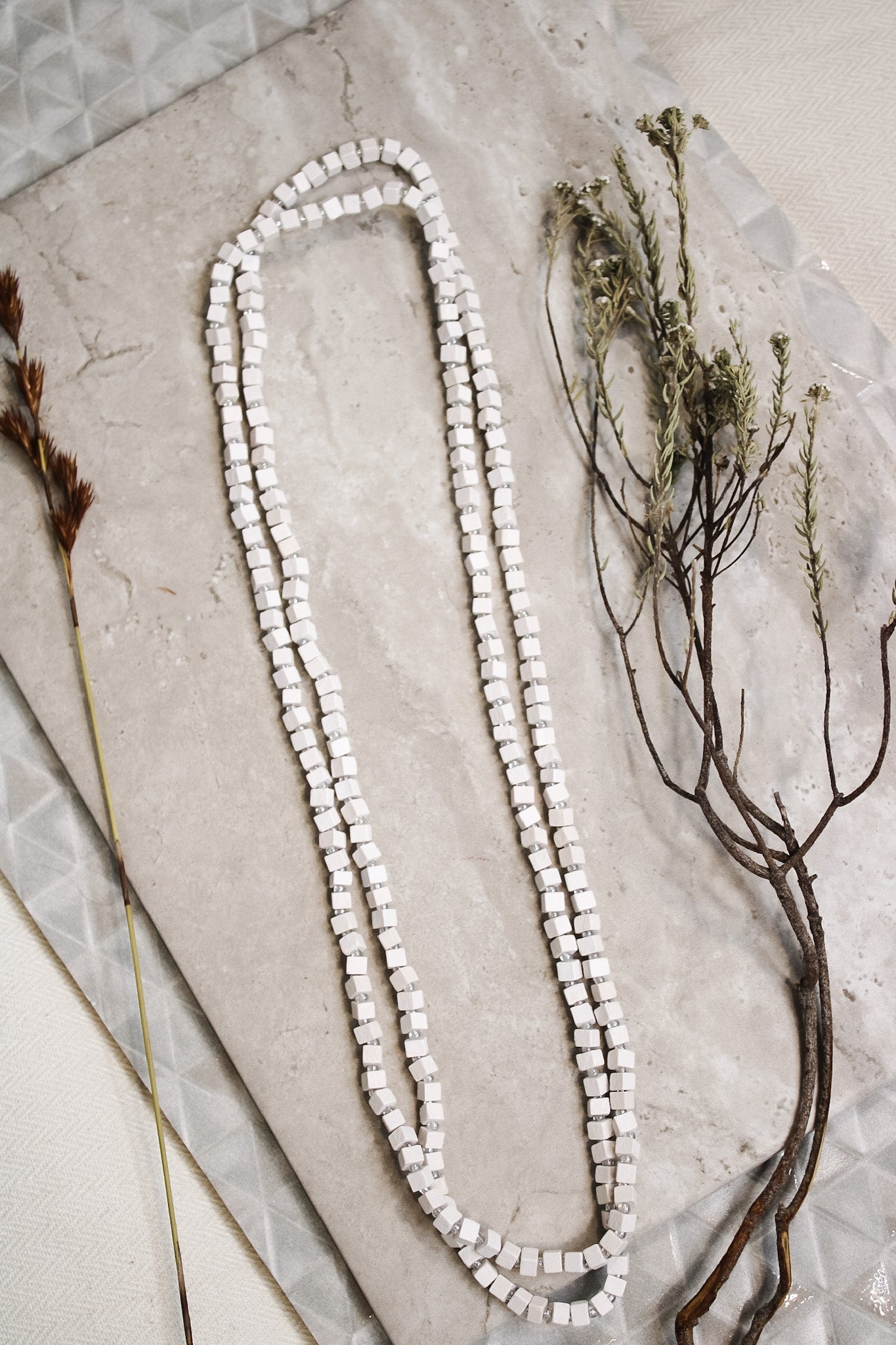 Recycled Wooden Bead Necklace - Ivory SingleJianhuiNecklace