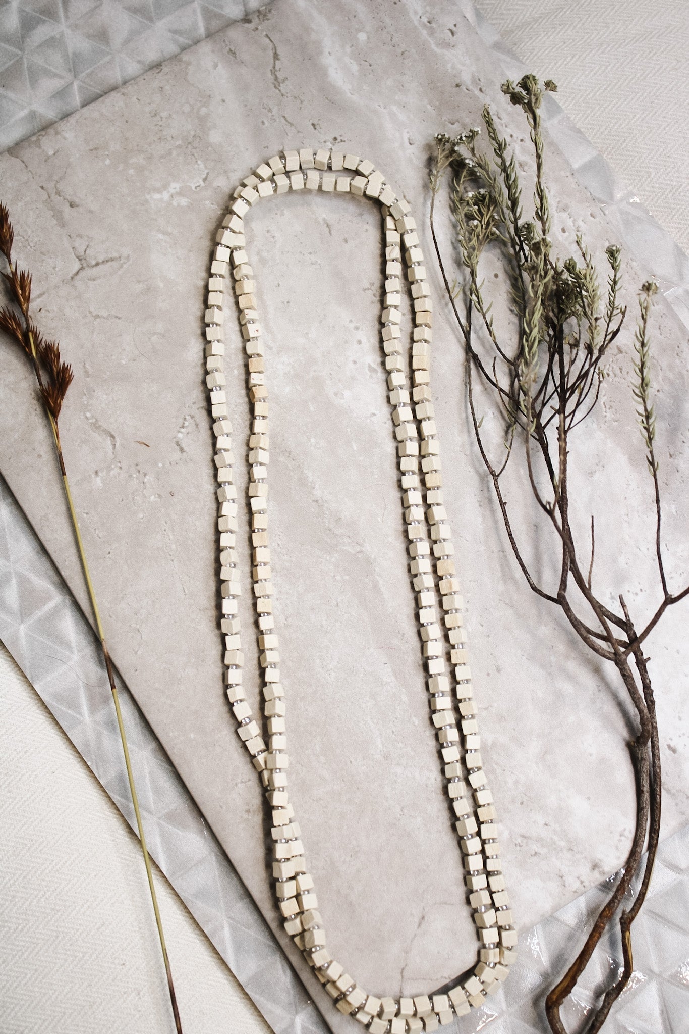 Recycled Wooden Bead Necklace - Light Natural SingleJianhuiNecklace