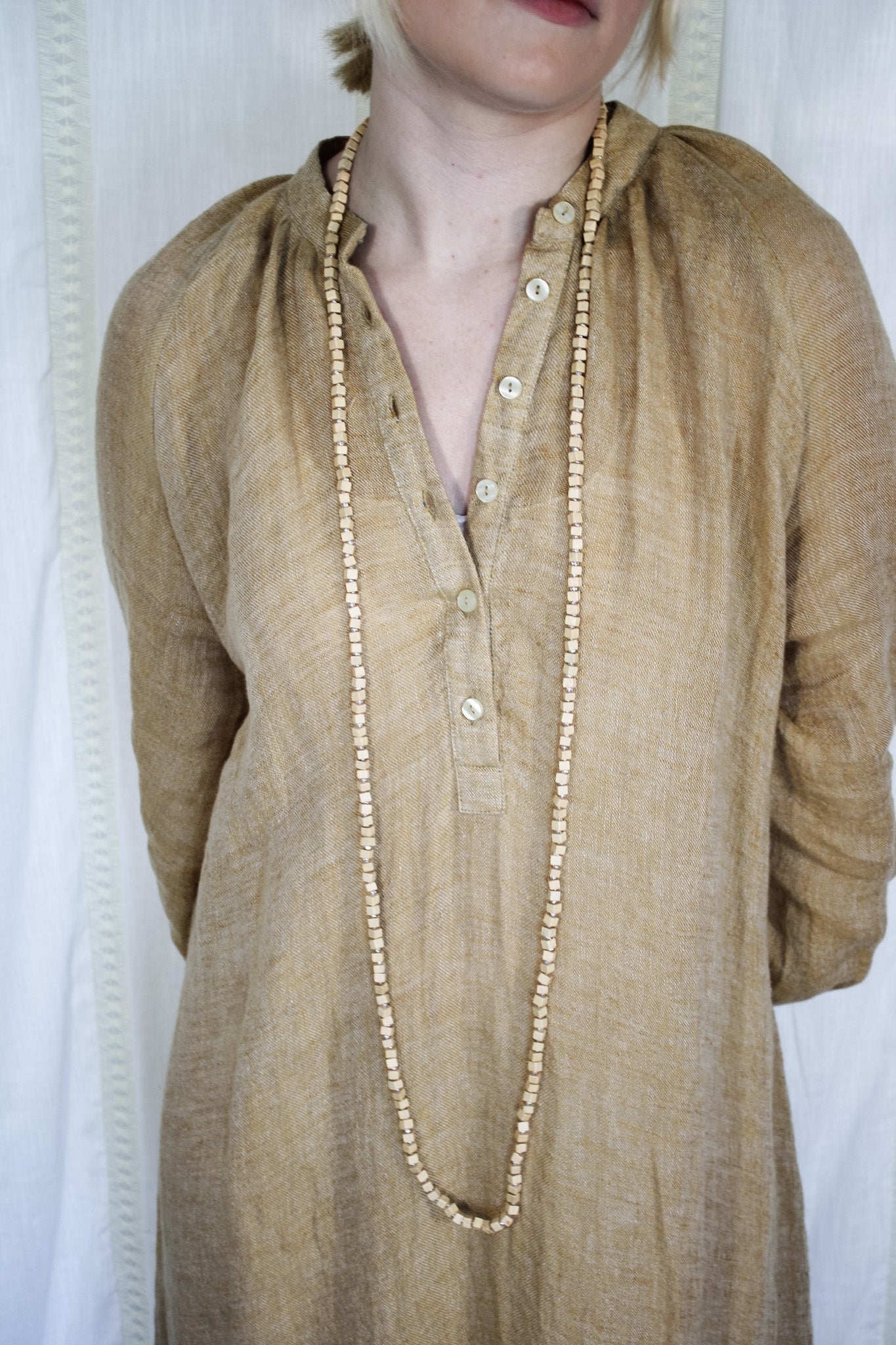 Recycled Wooden Bead Necklace - Natural SingleJianhuiNecklace