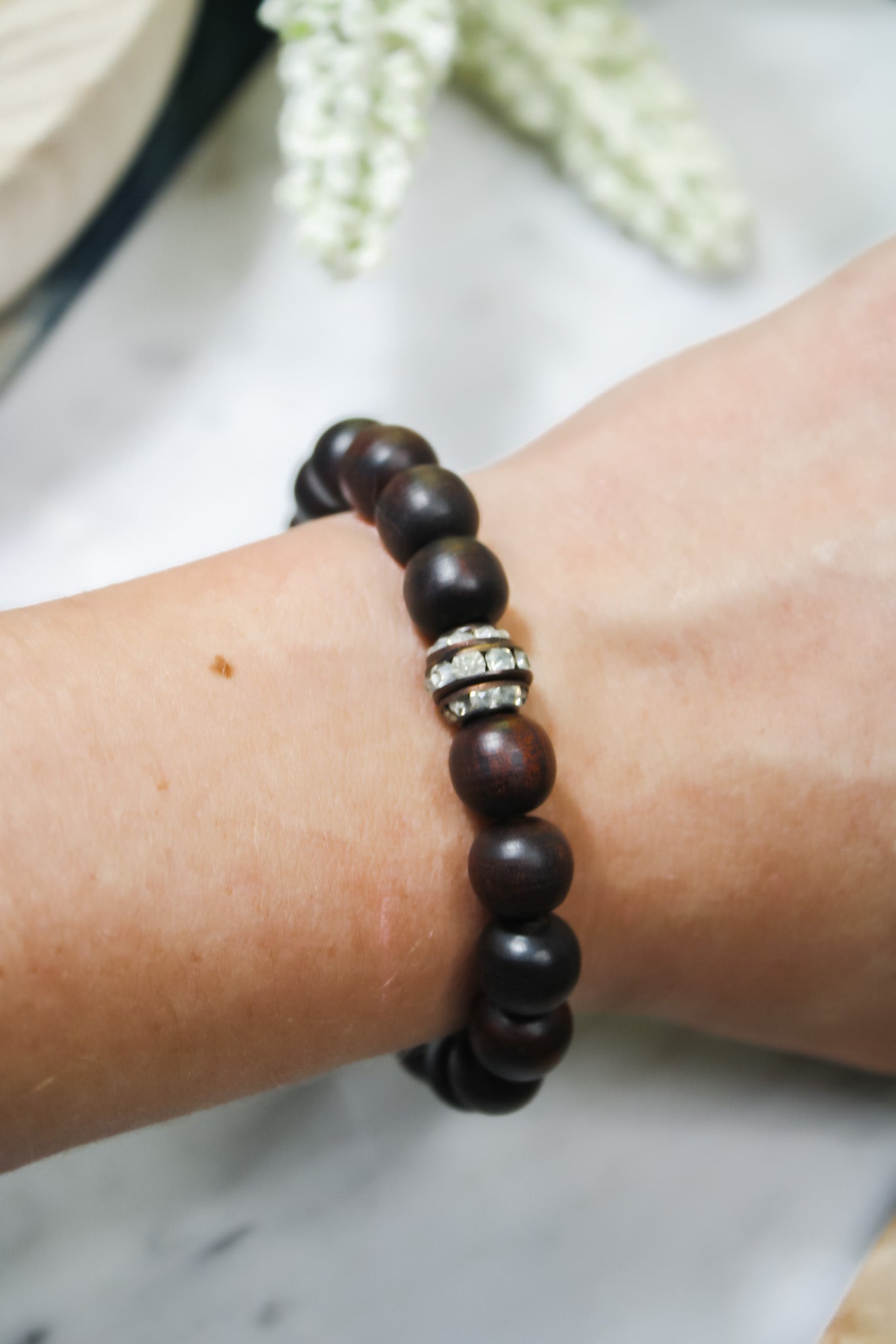 Rosewood and Dual Rhinestone BraceletPerle du BoisBracelet