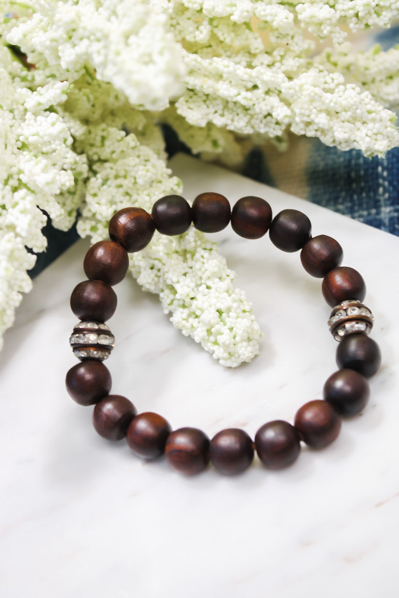 Rosewood and Dual Rhinestone BraceletPerle du BoisBracelet