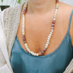 Rustic Gray Mala Bead & Strawberry Quartz NecklaceRobin JacksonNecklace