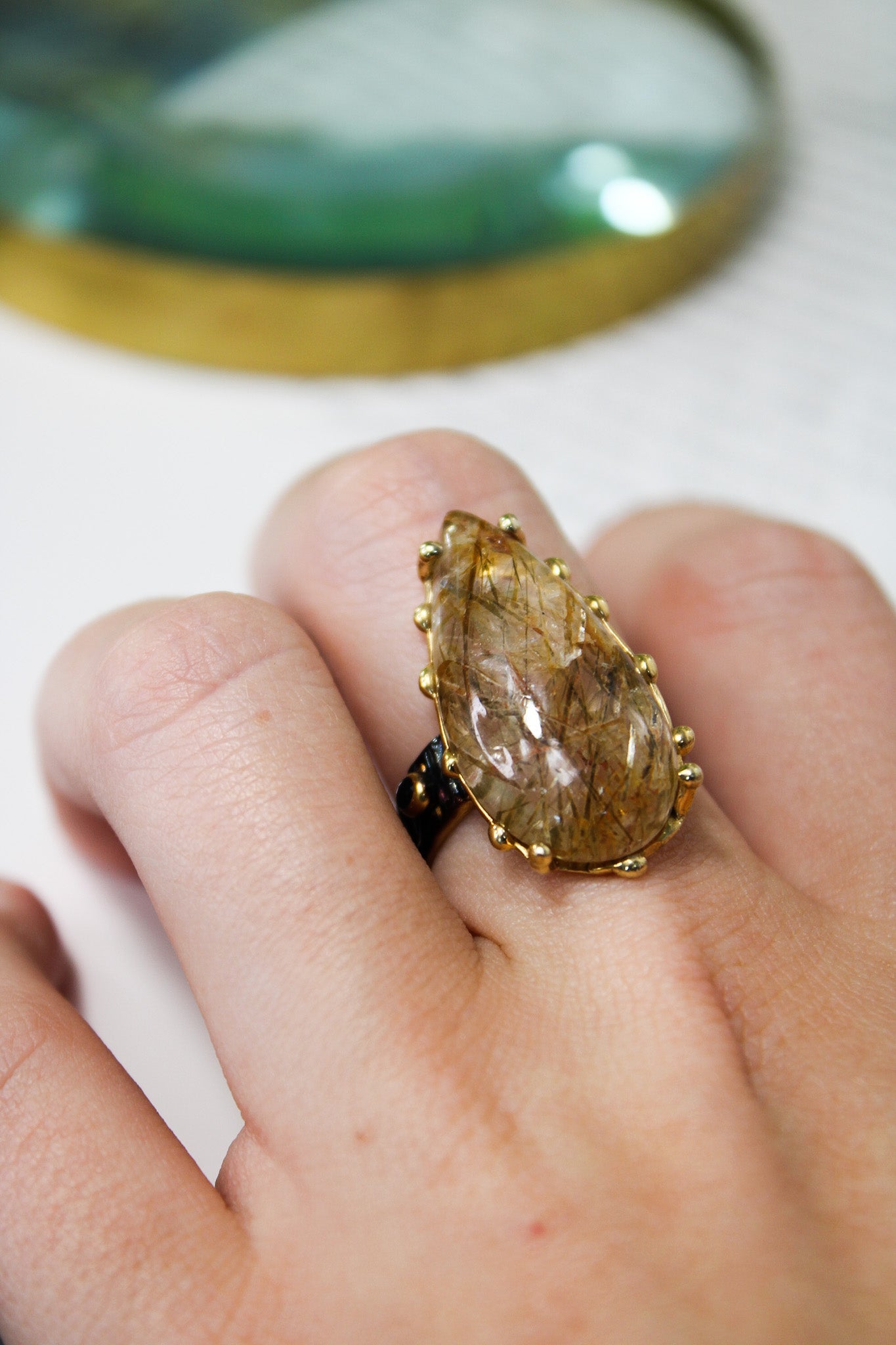 Rutilated Citrine Teardrop RingRare FindsRing