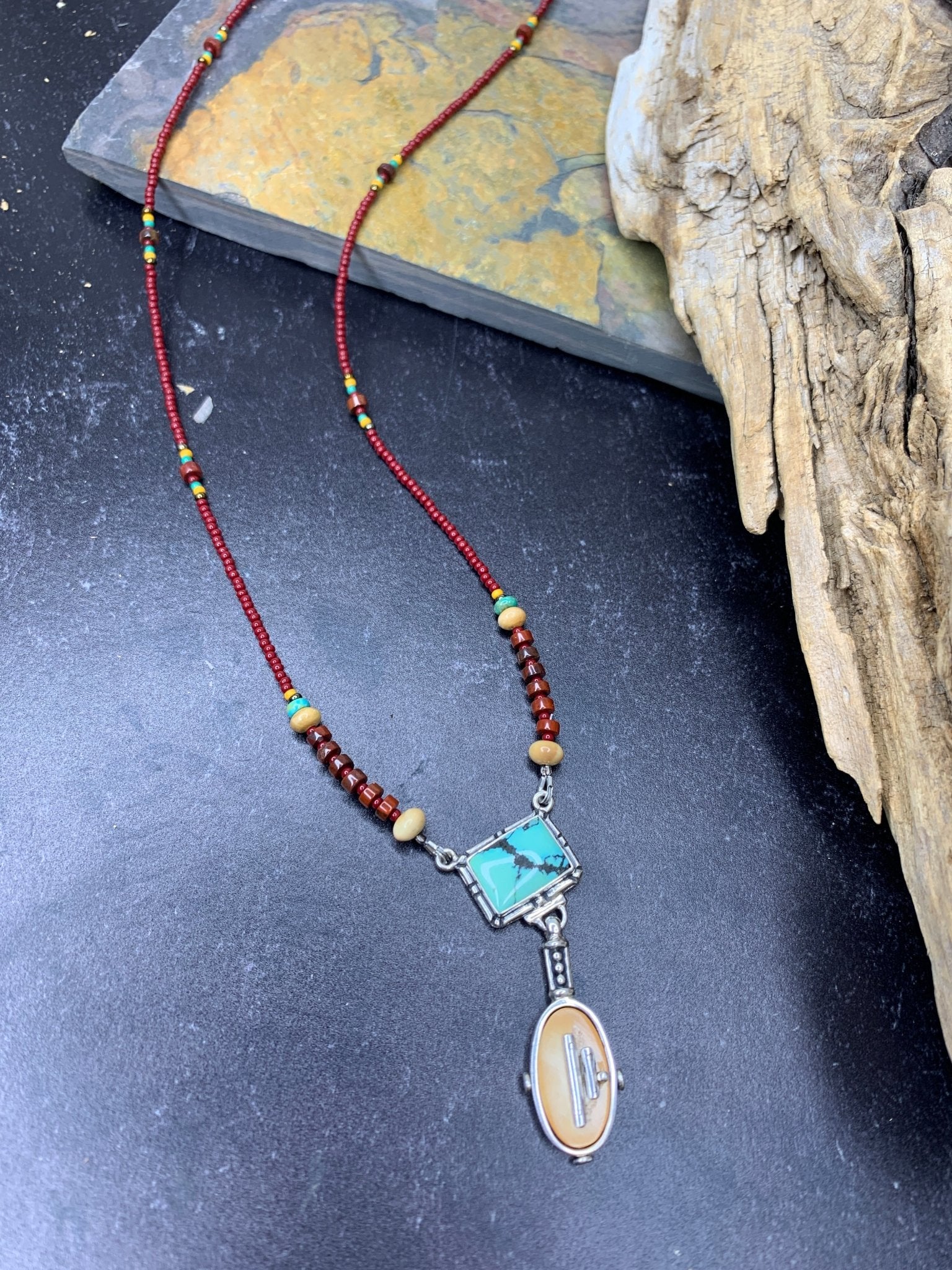 Seed Bead Necklace #007FosilartNecklace