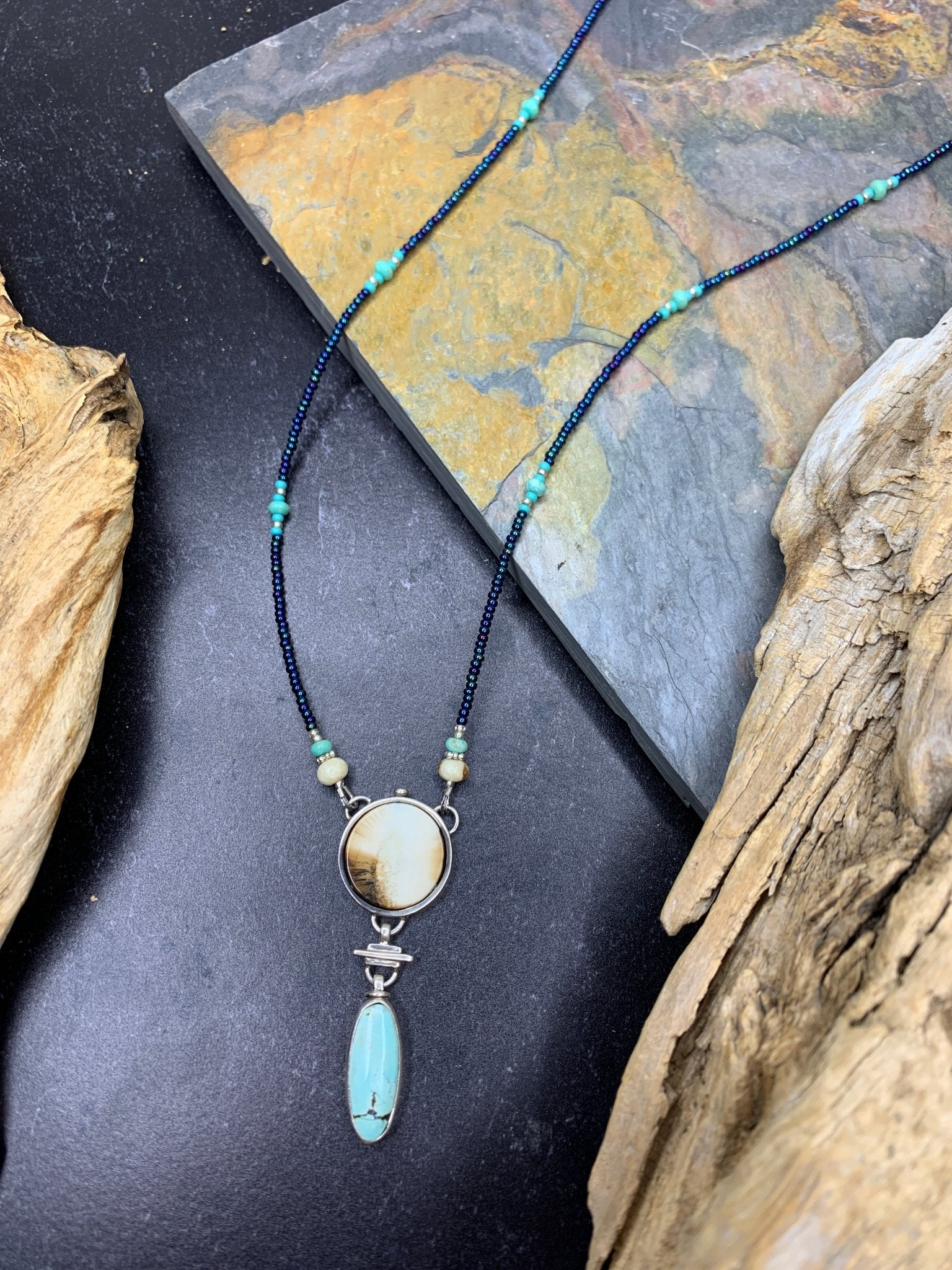 Seed Bead Necklace #012FosilartNecklace