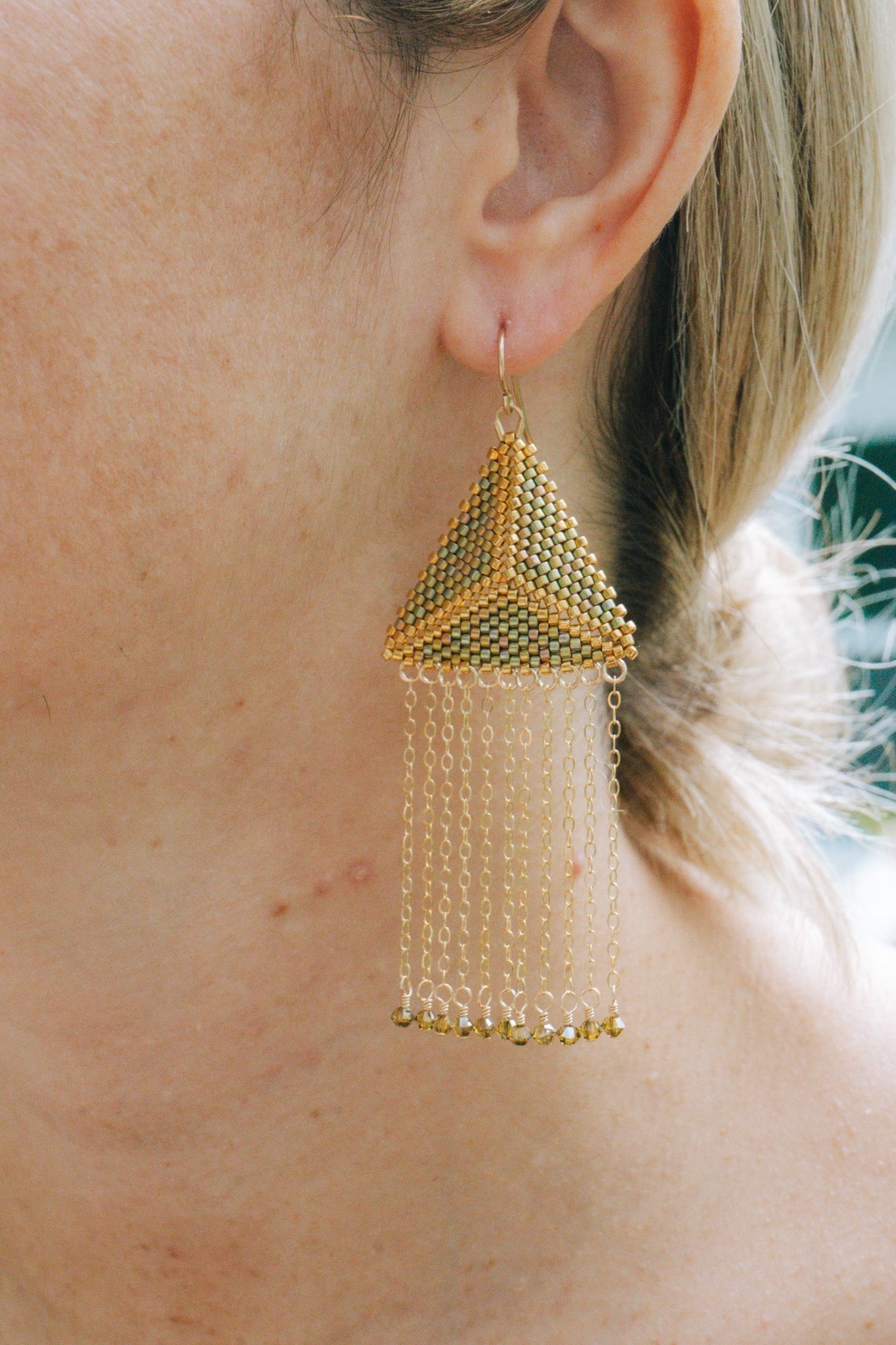Short Chain Fringe Earrings- GreenDebra PyeattEarrings