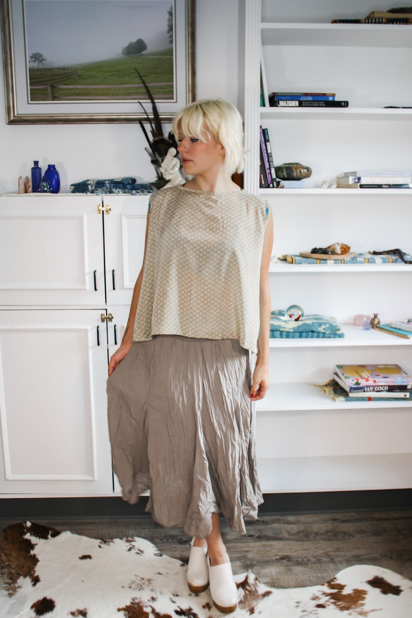Silk in Bloom Crop Tank #04 96Kantha BaeShirts