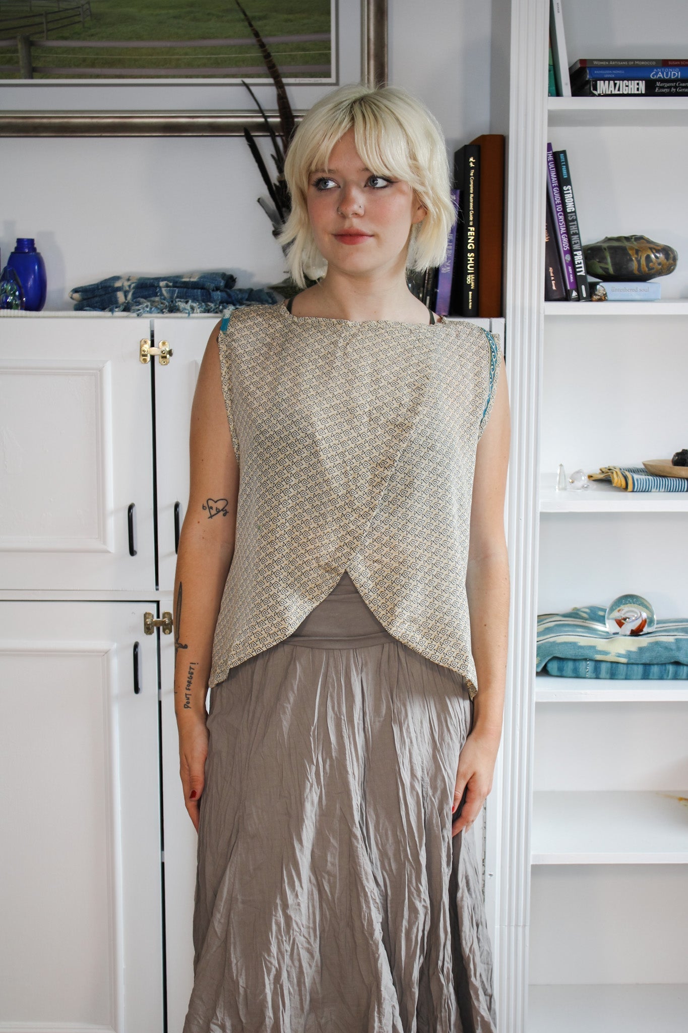 Silk in Bloom Crop Tank #04 96Kantha BaeShirts