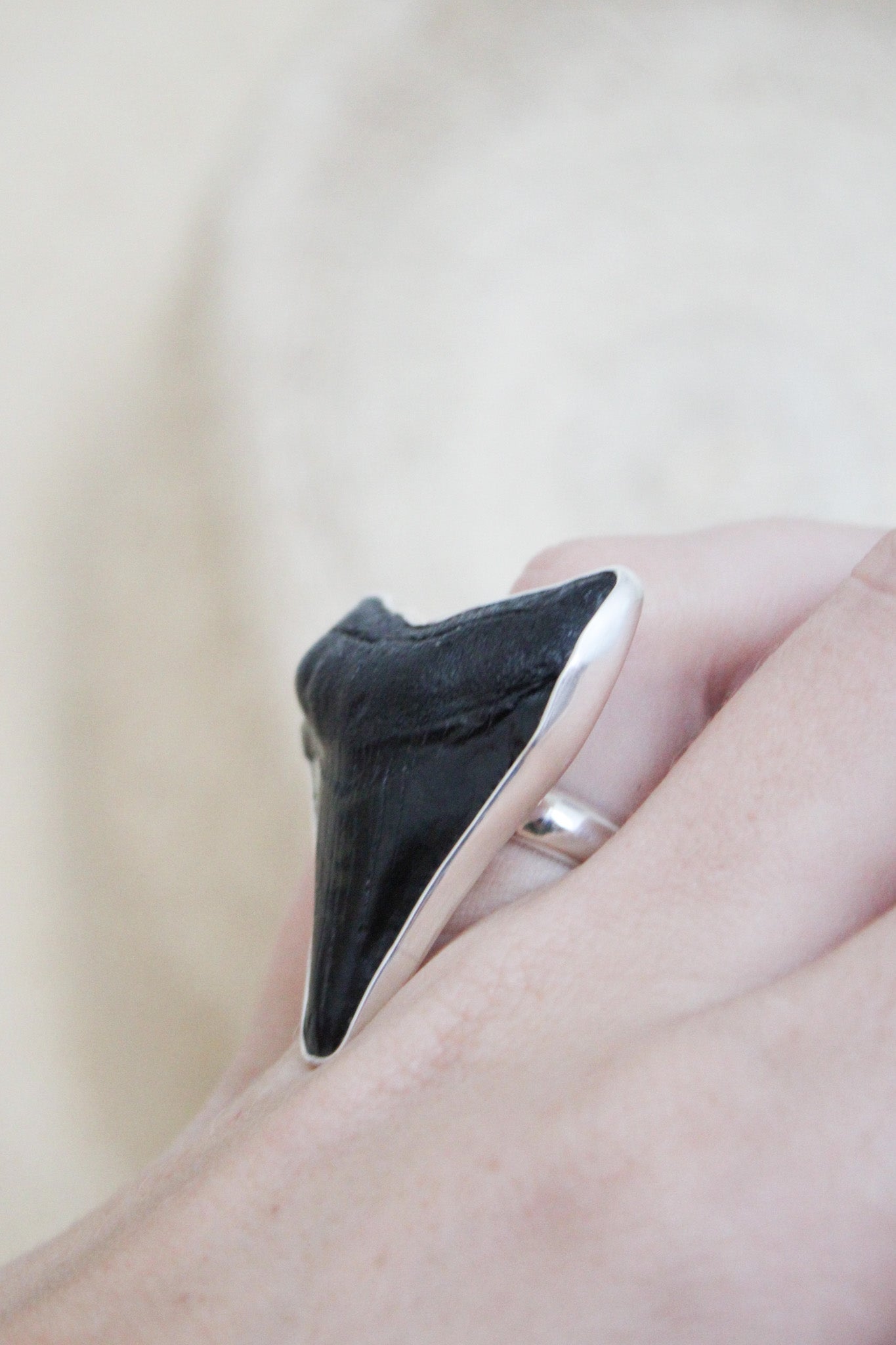 Silver Alchemia Fossil Shark Tooth Adjustable RingCharles Albert Inc.Rings