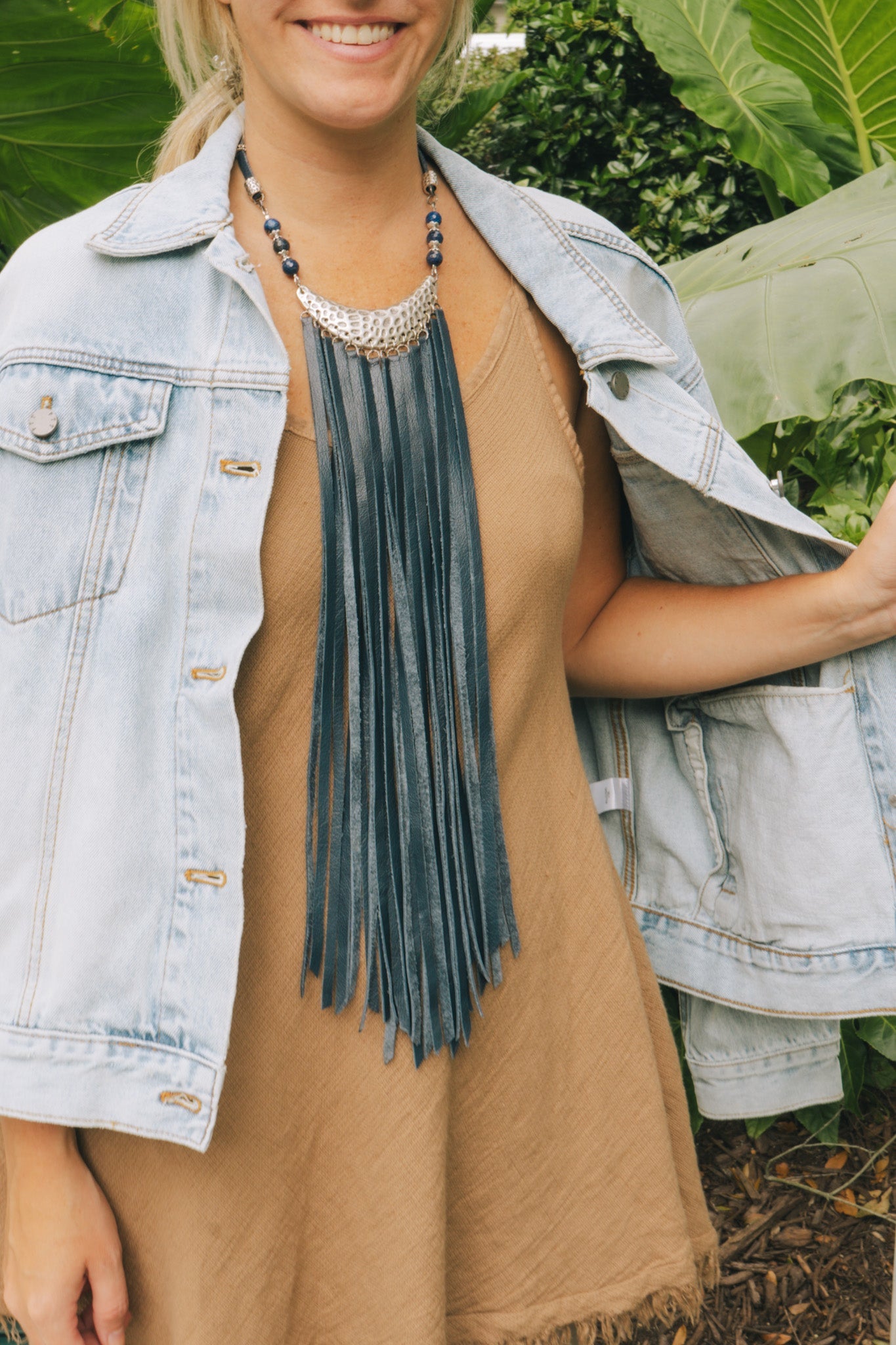 Silver & Navy Leather Tassel Necklace F29Bella Smith DesignsNecklaces