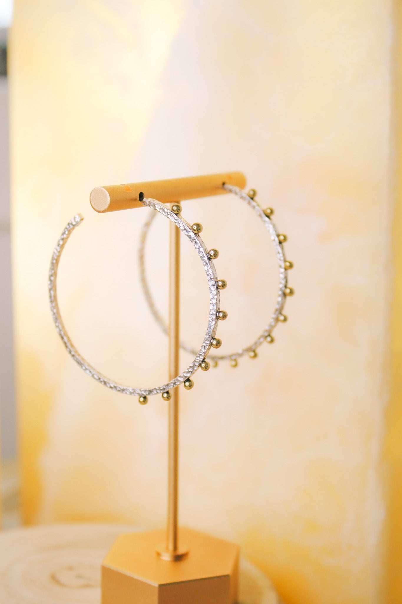Silver Textured Bronze Hoops- LargeBORAEarrings