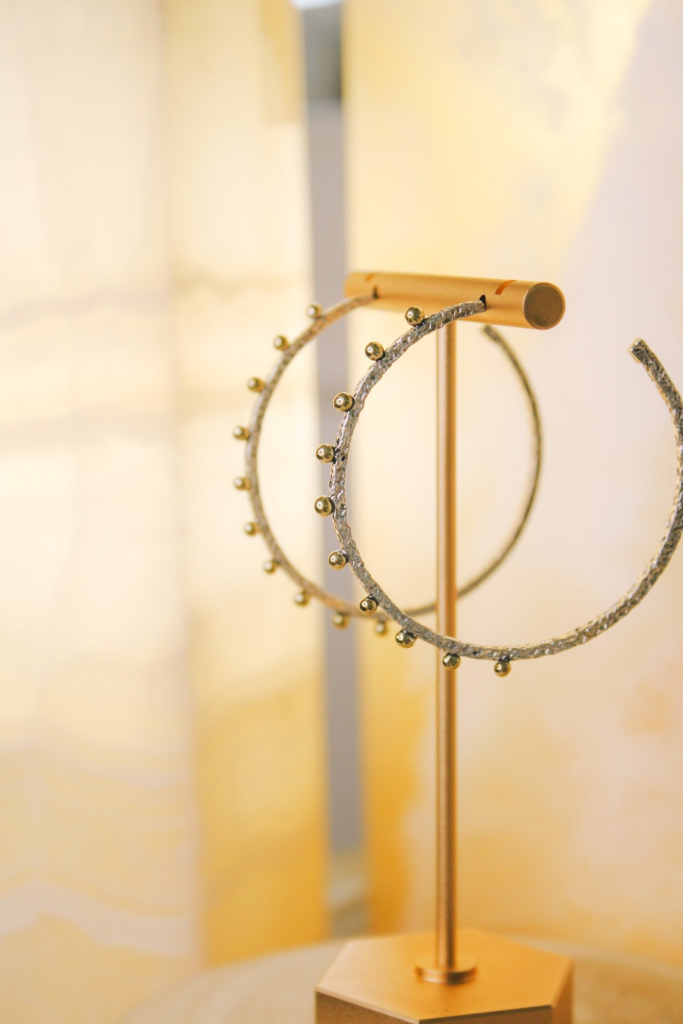 Silver Textured Bronze Hoops- LargeBORAEarrings