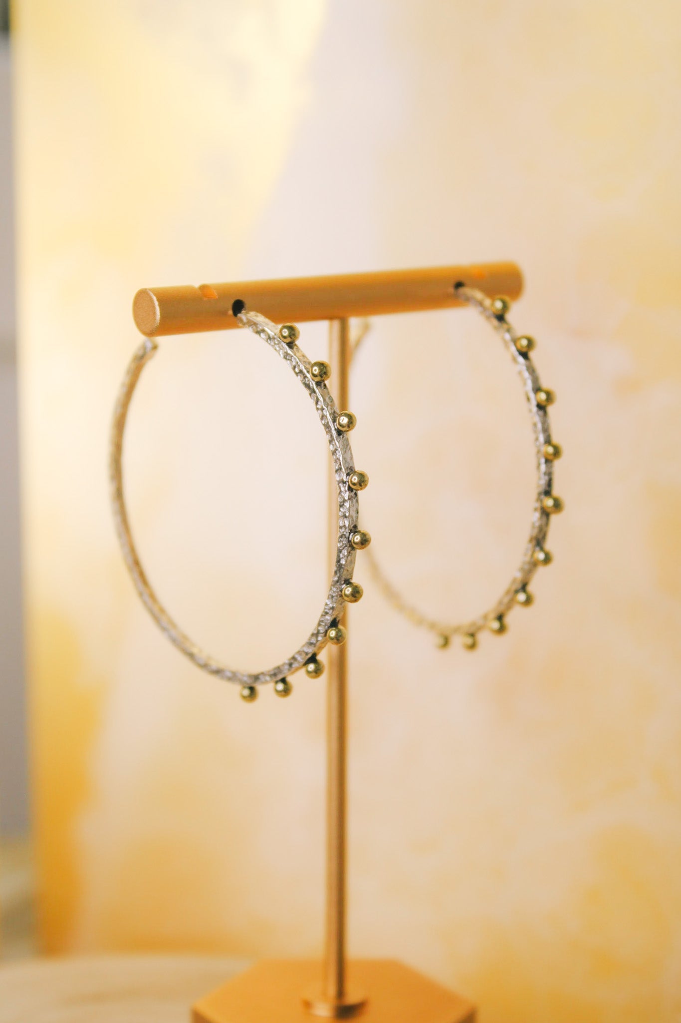 Silver Textured Bronze Hoops- LargeBORAEarrings