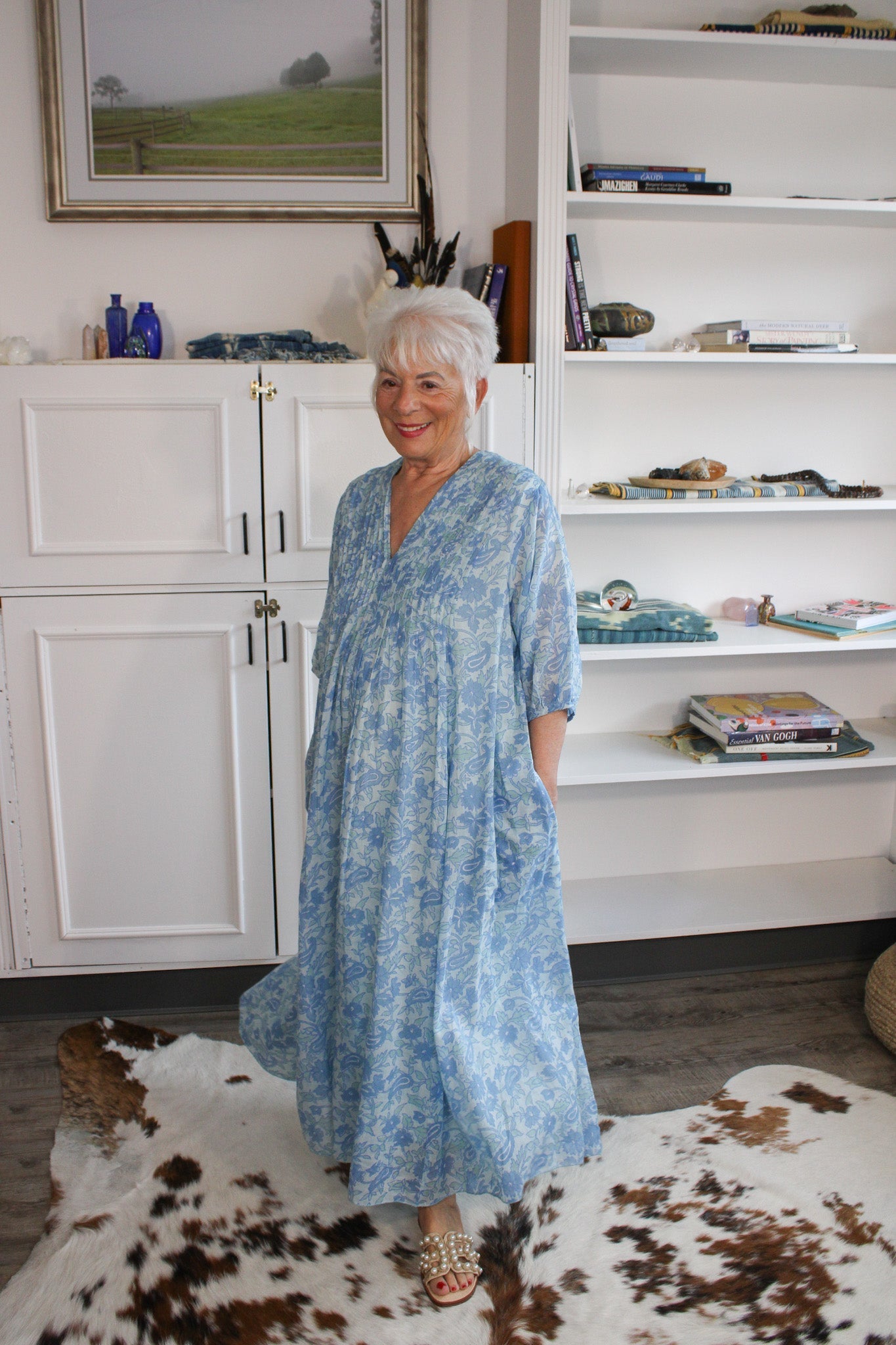 Skye Dress - Block Printed Light BlueDolmaDress