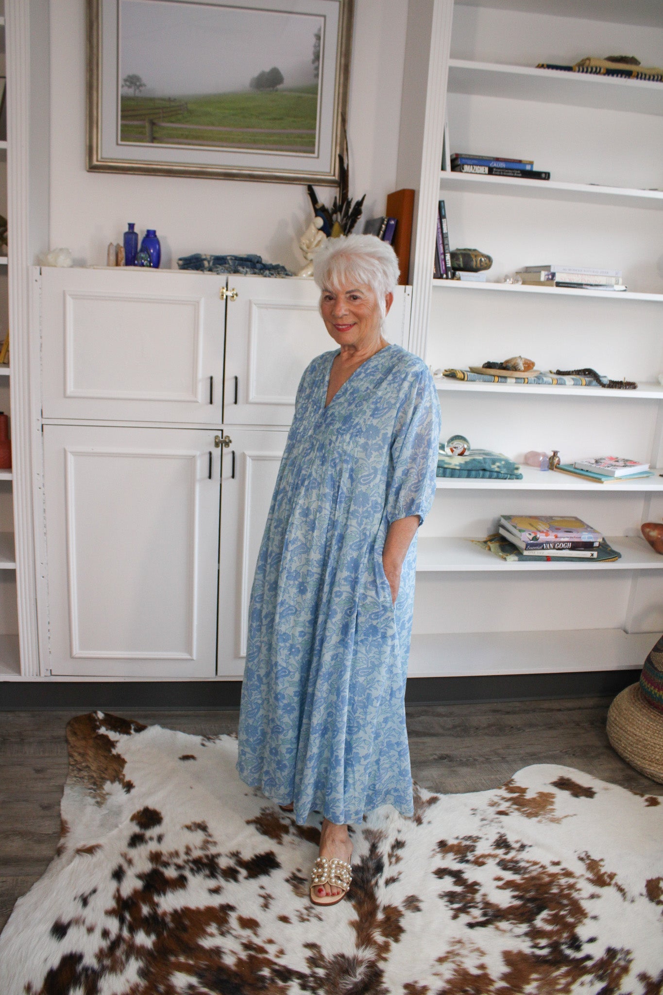 Skye Dress - Block Printed Light BlueDolmaDress