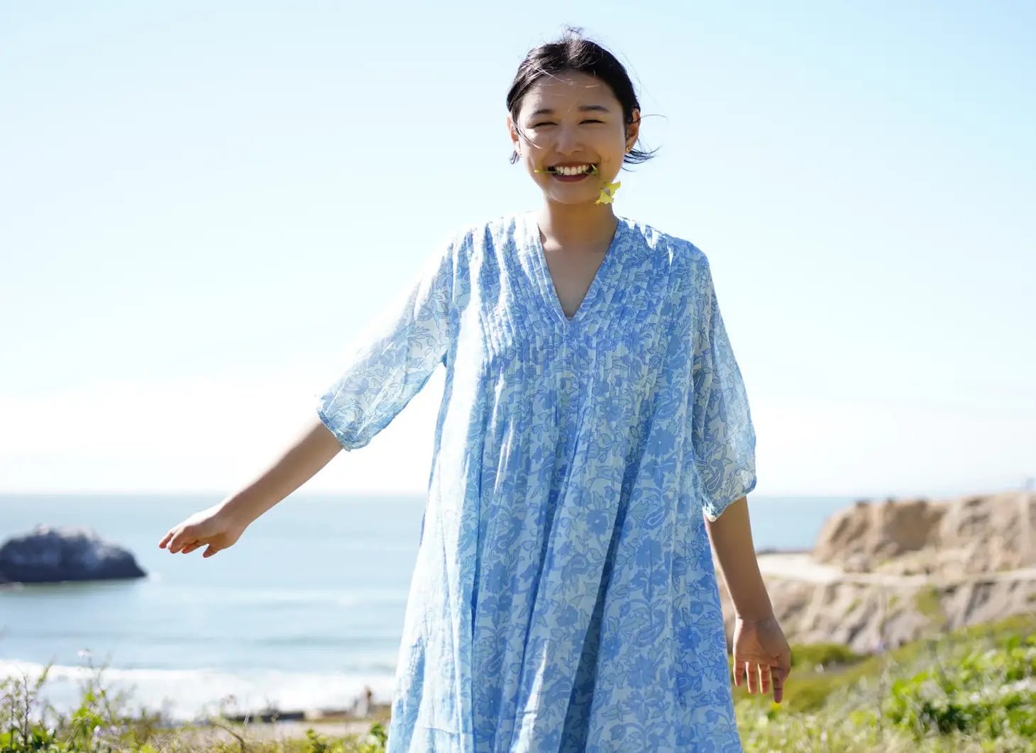 Skye Dress - Block Printed Light BlueDolmaDress