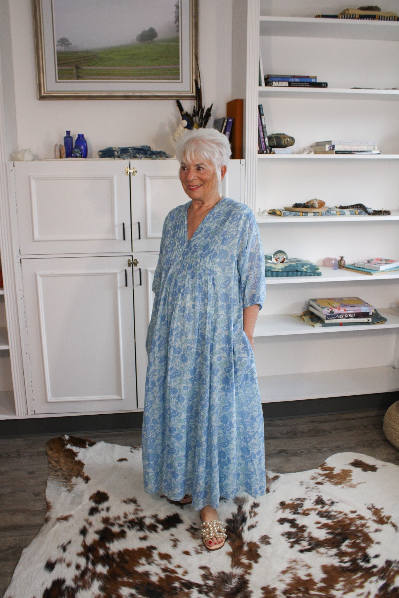 Skye Dress - Block Printed Light BlueDolmaDress