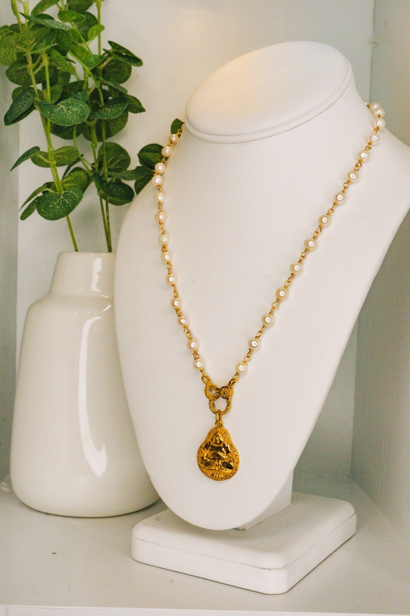 Small Diamond Buddha Pendant on Freshwater PearlsBeth ZinkNecklace