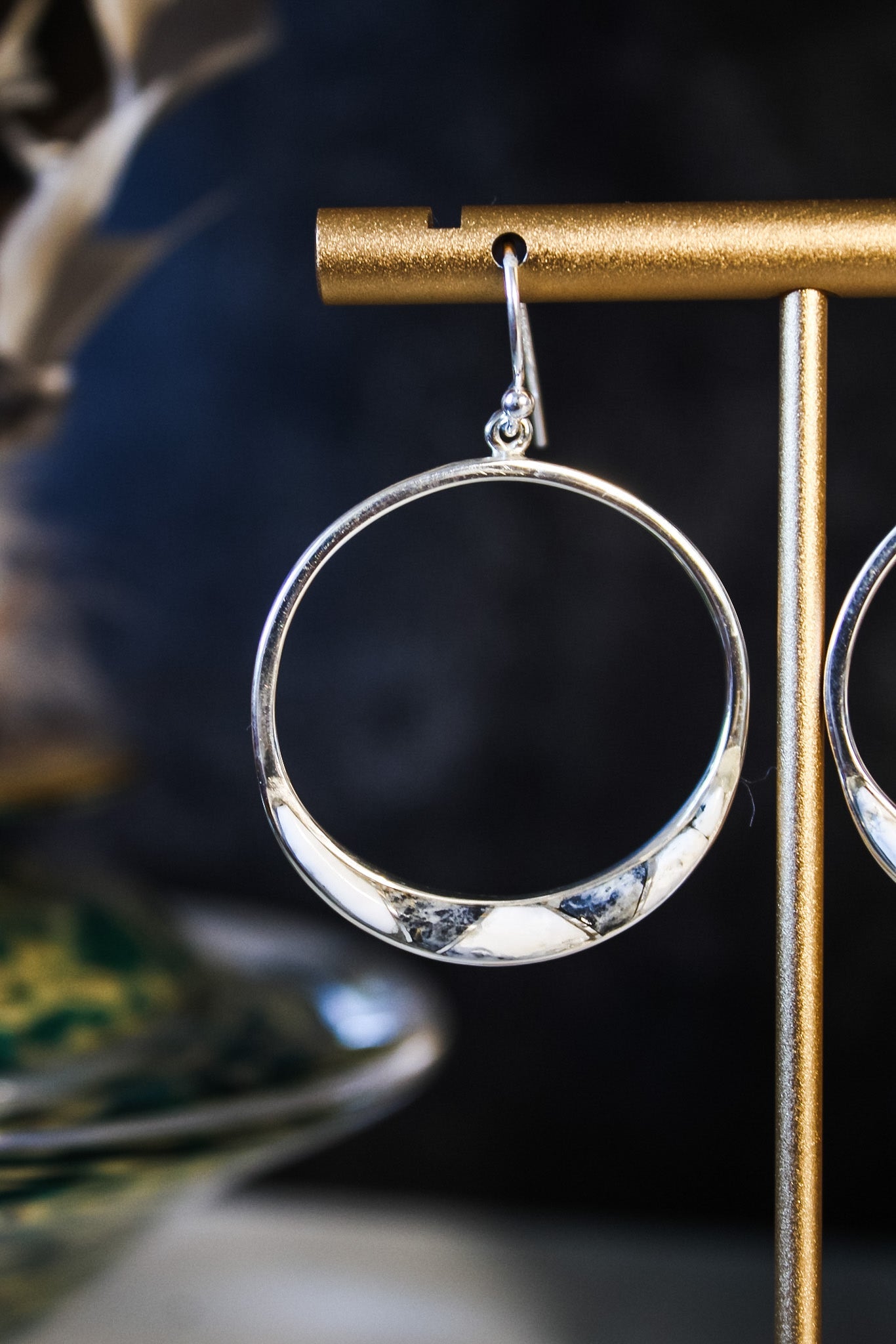 Small White Buffalo Hoop EarringsEd LohmanEarrings