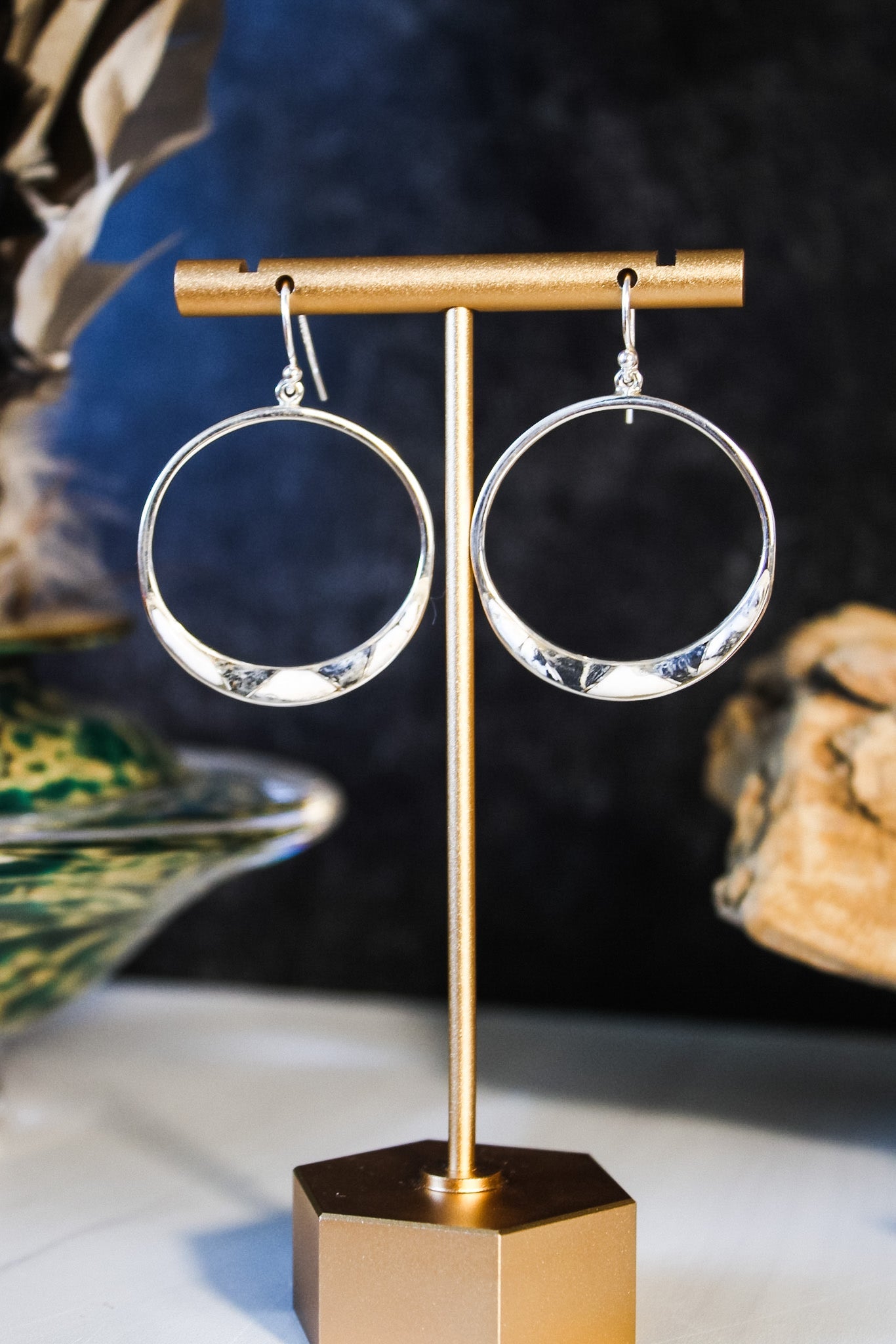Small White Buffalo Hoop EarringsEd LohmanEarrings