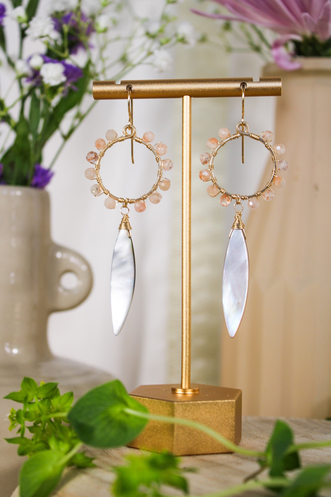 Sunstone & Shell Earrings #1414James & JezebelleEarrings
