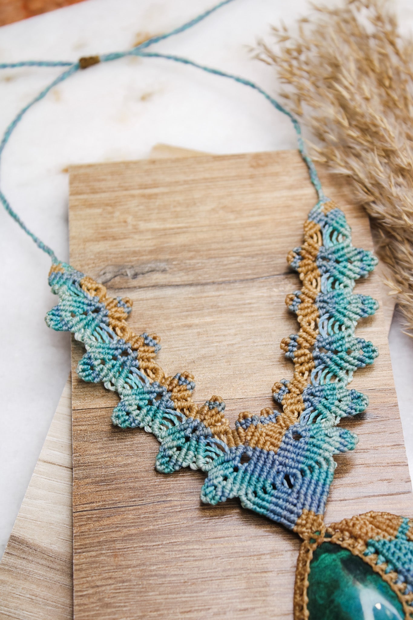 Teal Chrysocolla Macrame NecklaceAdaArtNecklace