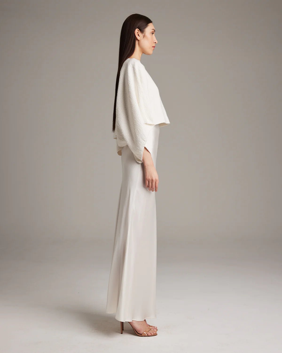 Textured Cotton Crop Top- IvoryVOZShirt