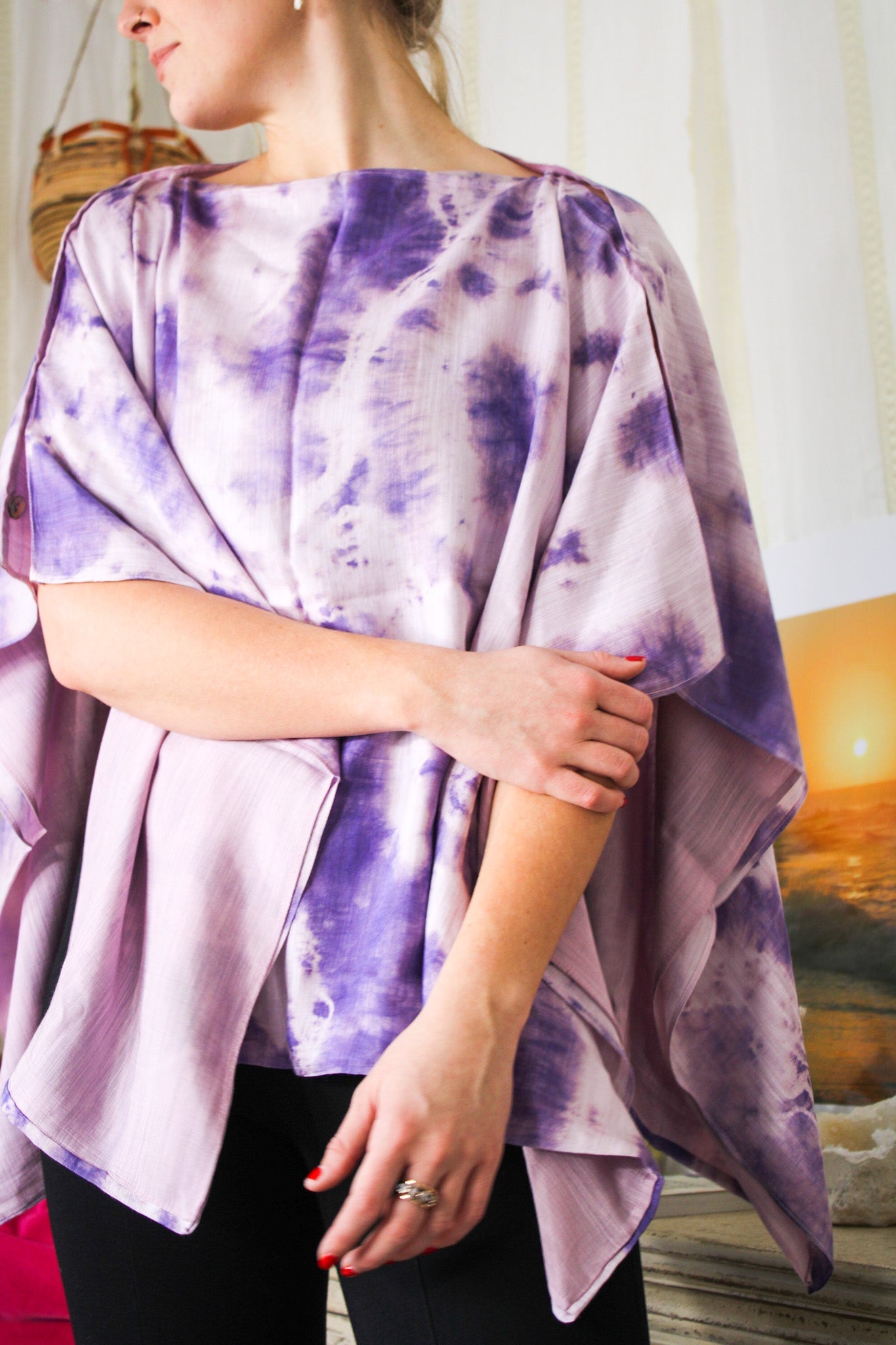 Tie Dye Poncho - PurpleLuaScarf