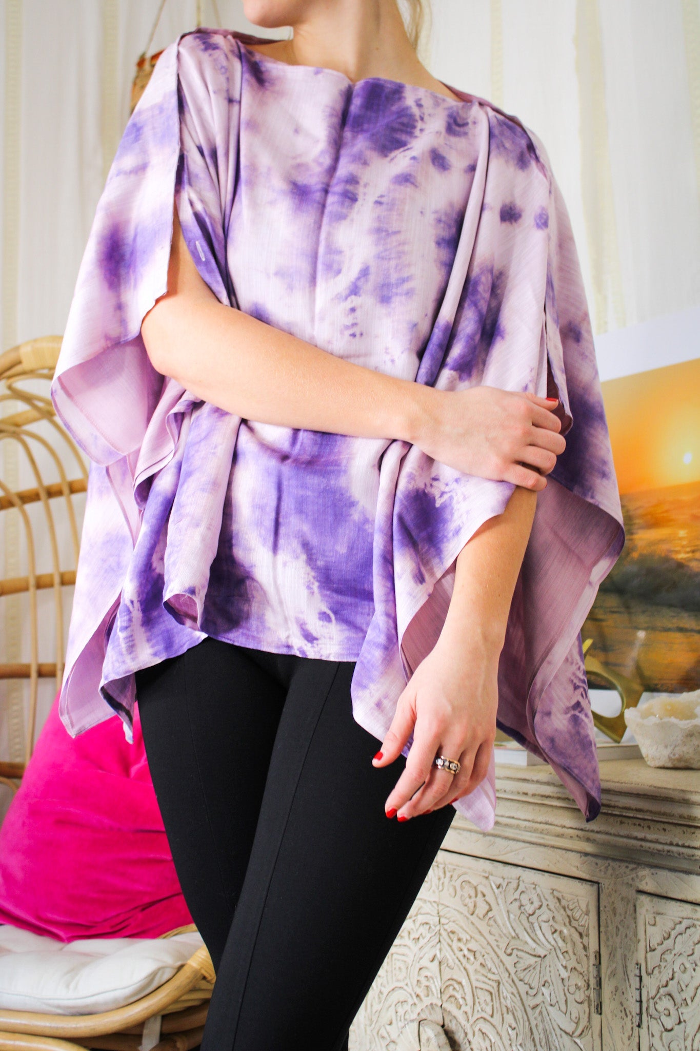 Tie Dye Poncho - PurpleLuaScarf