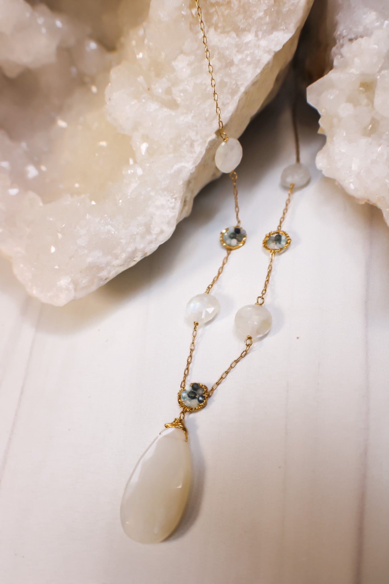 Tiny Gem & Moonstone Necklace #5240Michelle PresslerNecklaces