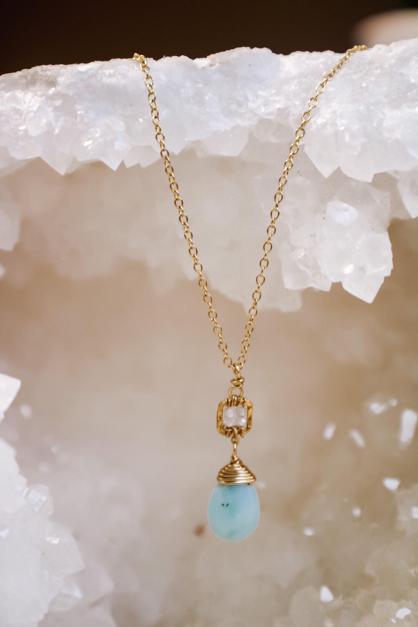 Tiny Larimar Drop Necklace #5122Michelle PresslerNecklaces