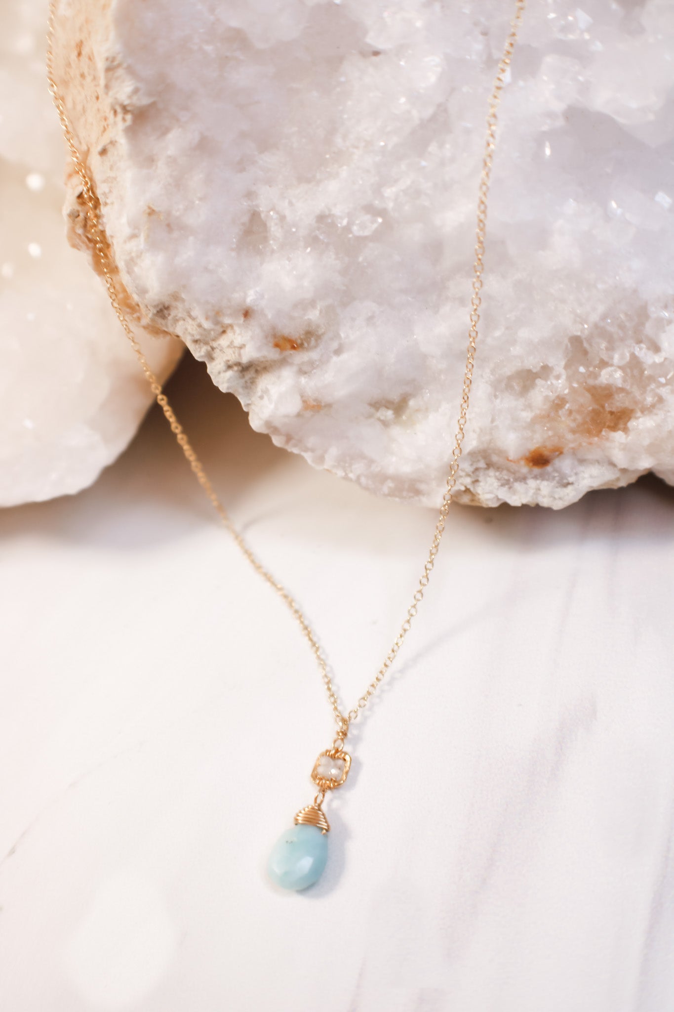 Tiny Larimar Drop Necklace #5122Michelle PresslerNecklaces