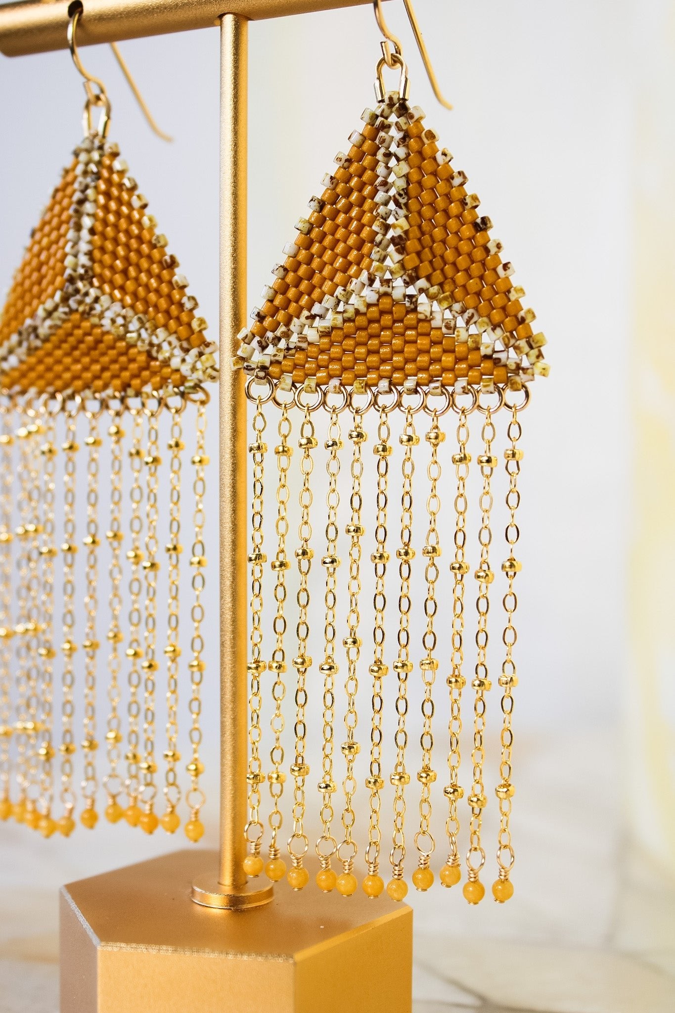 Triangle Chain Fringe Earring - Yellow JadeDebra PyeattEarrings