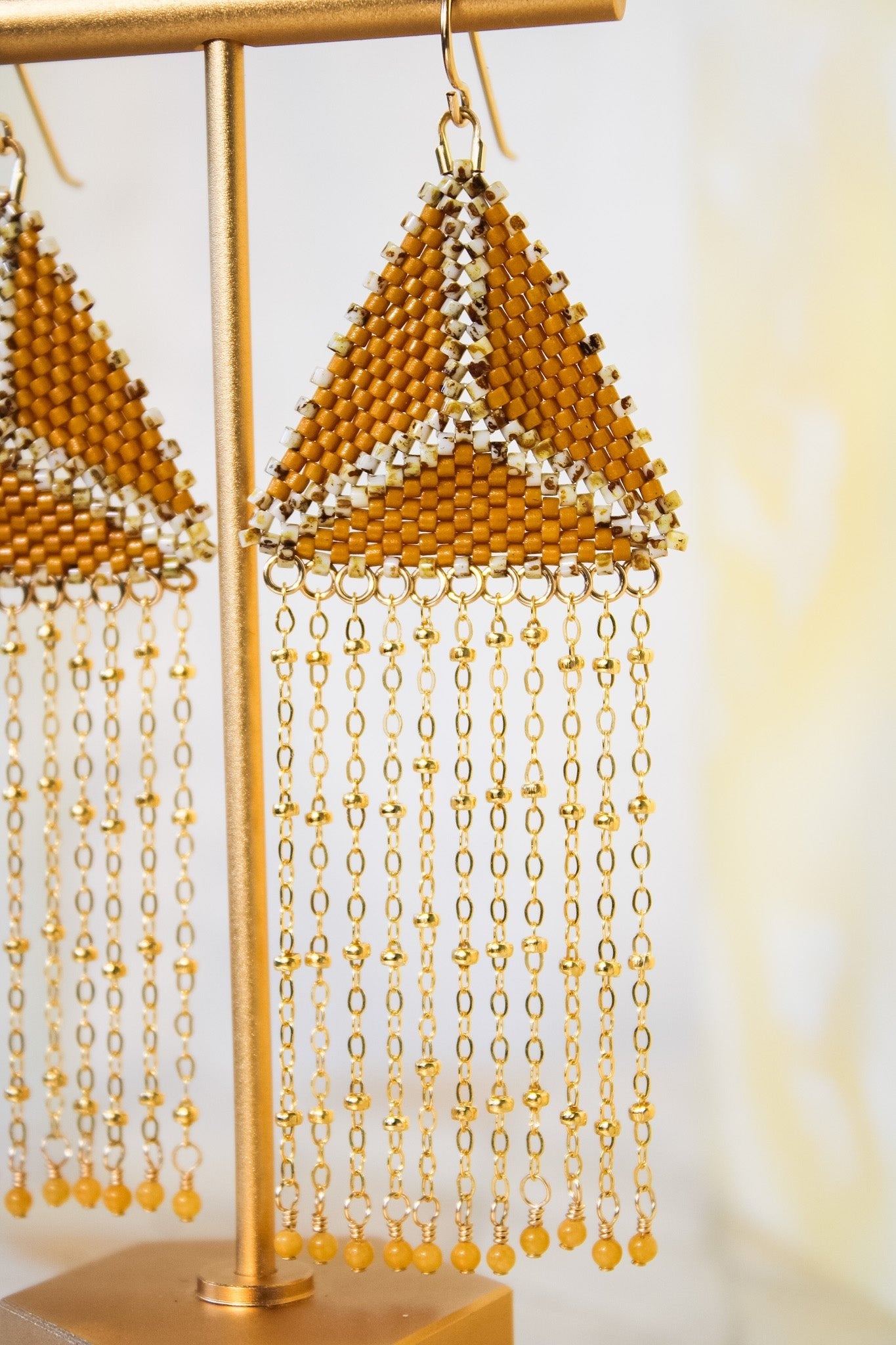 Triangle Chain Fringe Earring - Yellow JadeDebra PyeattEarrings