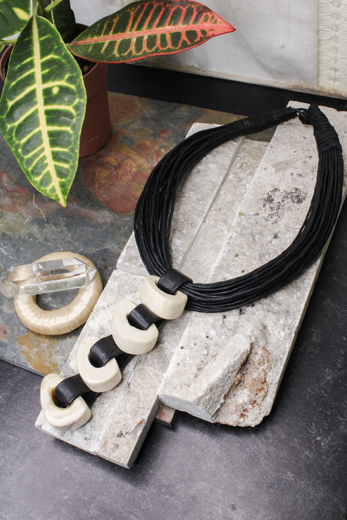 Tucson Leather Collar Necklace #1Rare FindsNecklace