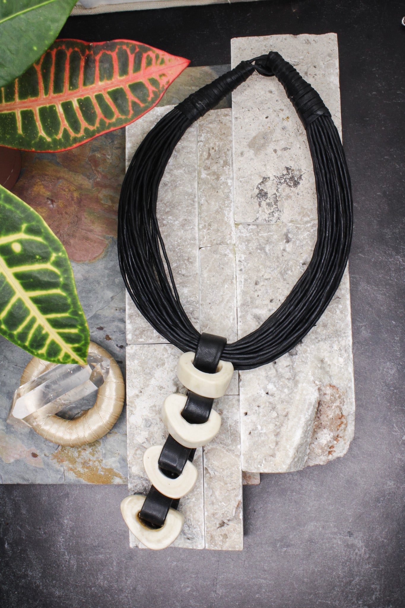 Tucson Leather Collar Necklace #1Rare FindsNecklace