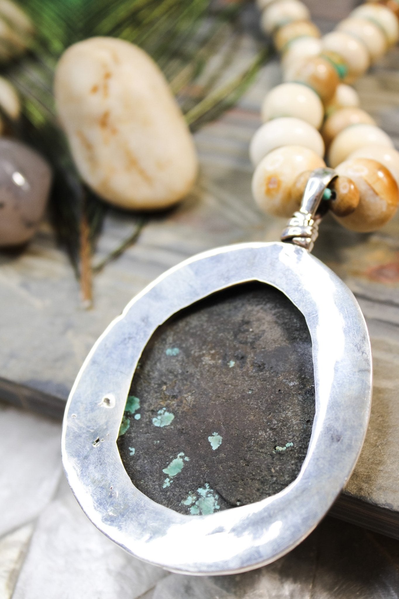 Turquoise and Fossil Necklace #1964FosilartNecklace