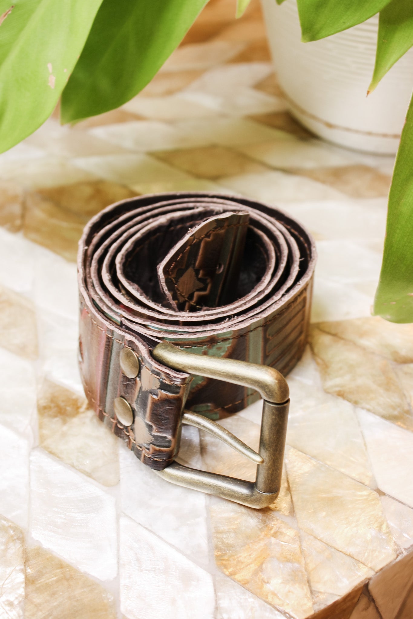 Turquoise Navajo Genuine Leather BeltRare FindsBelt