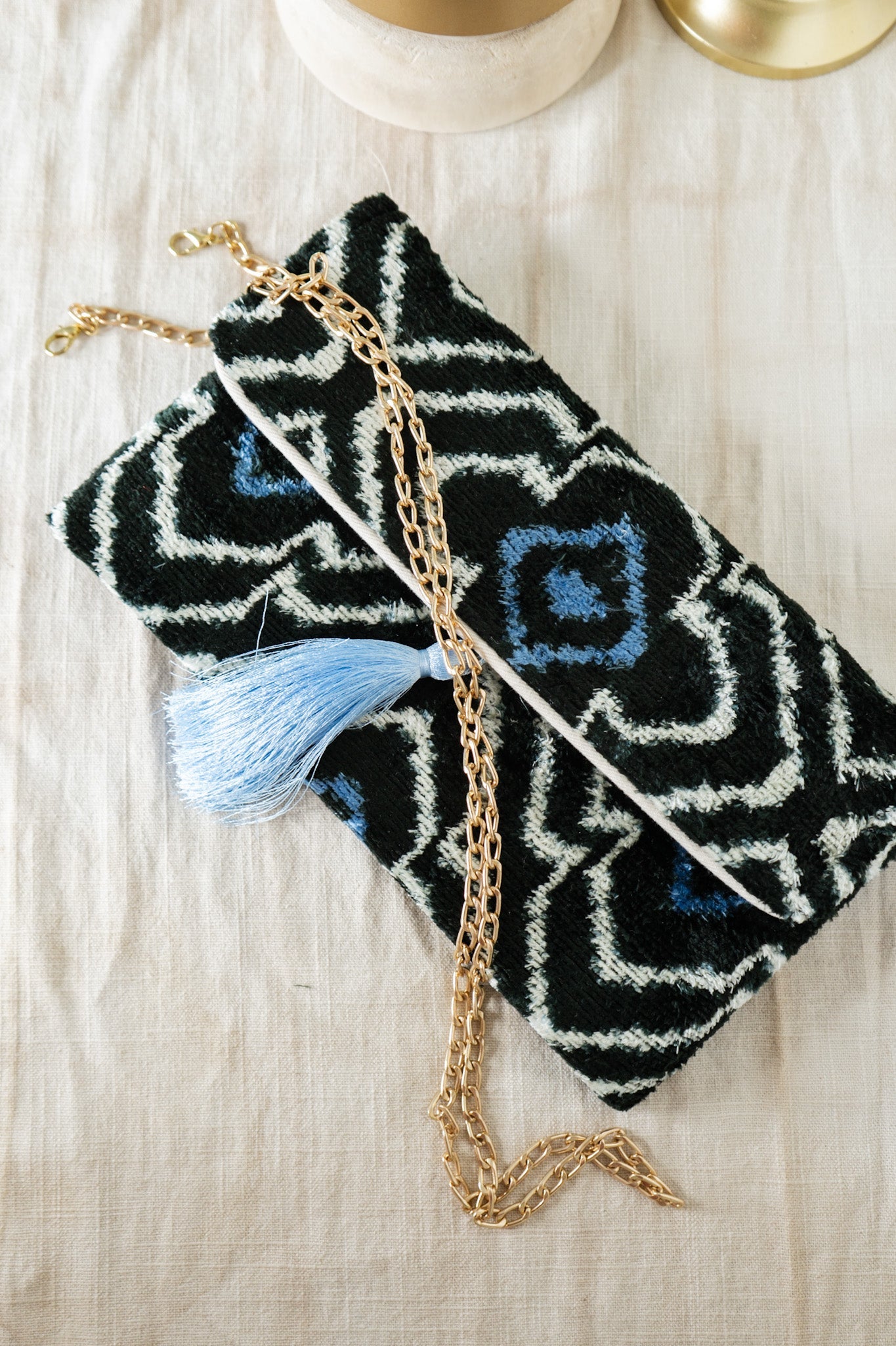 Velvet Clutch - Blue & Black CloverJayshree DalalPurse