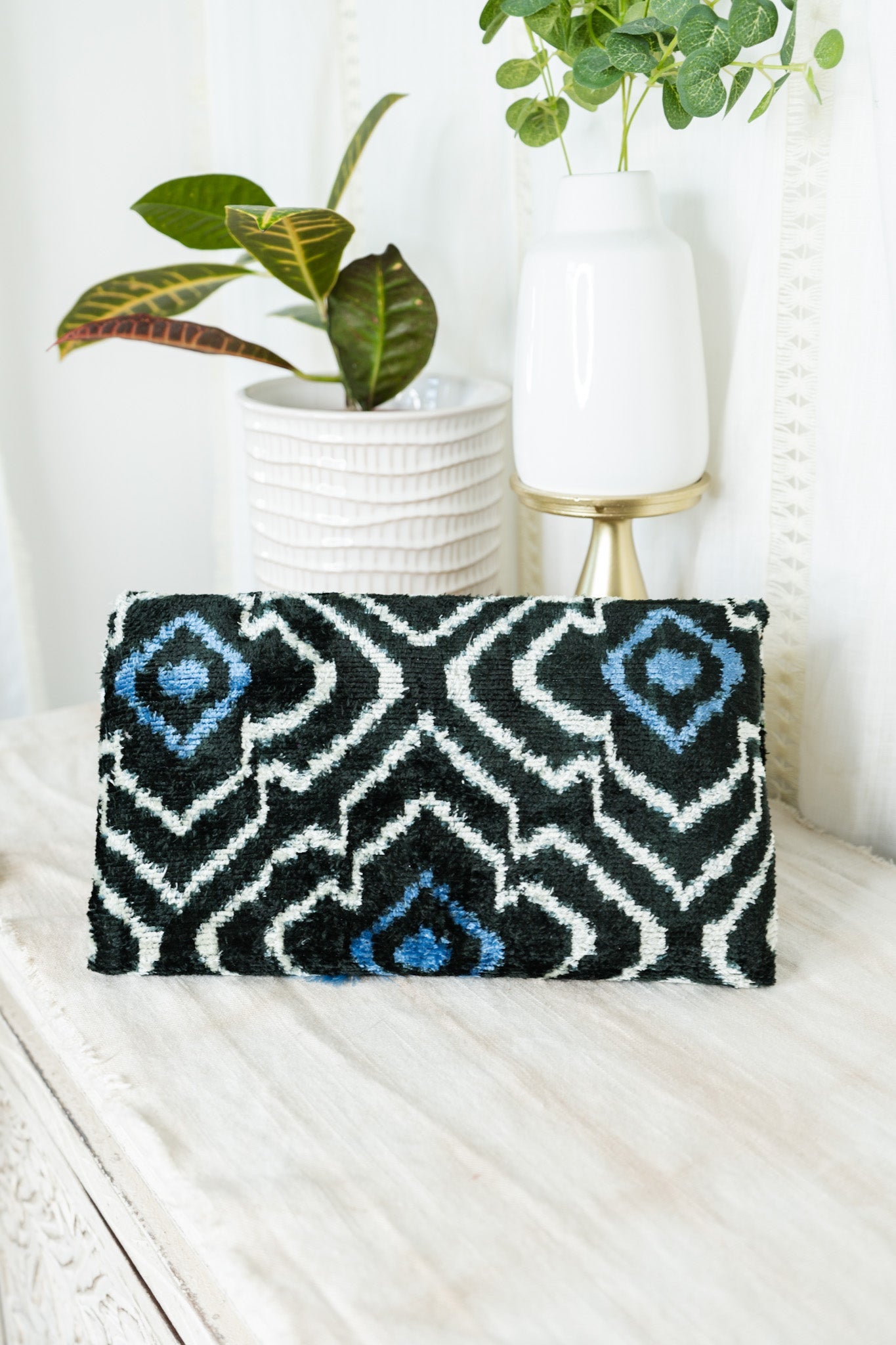 Velvet Clutch - Blue & Black CloverJayshree DalalPurse