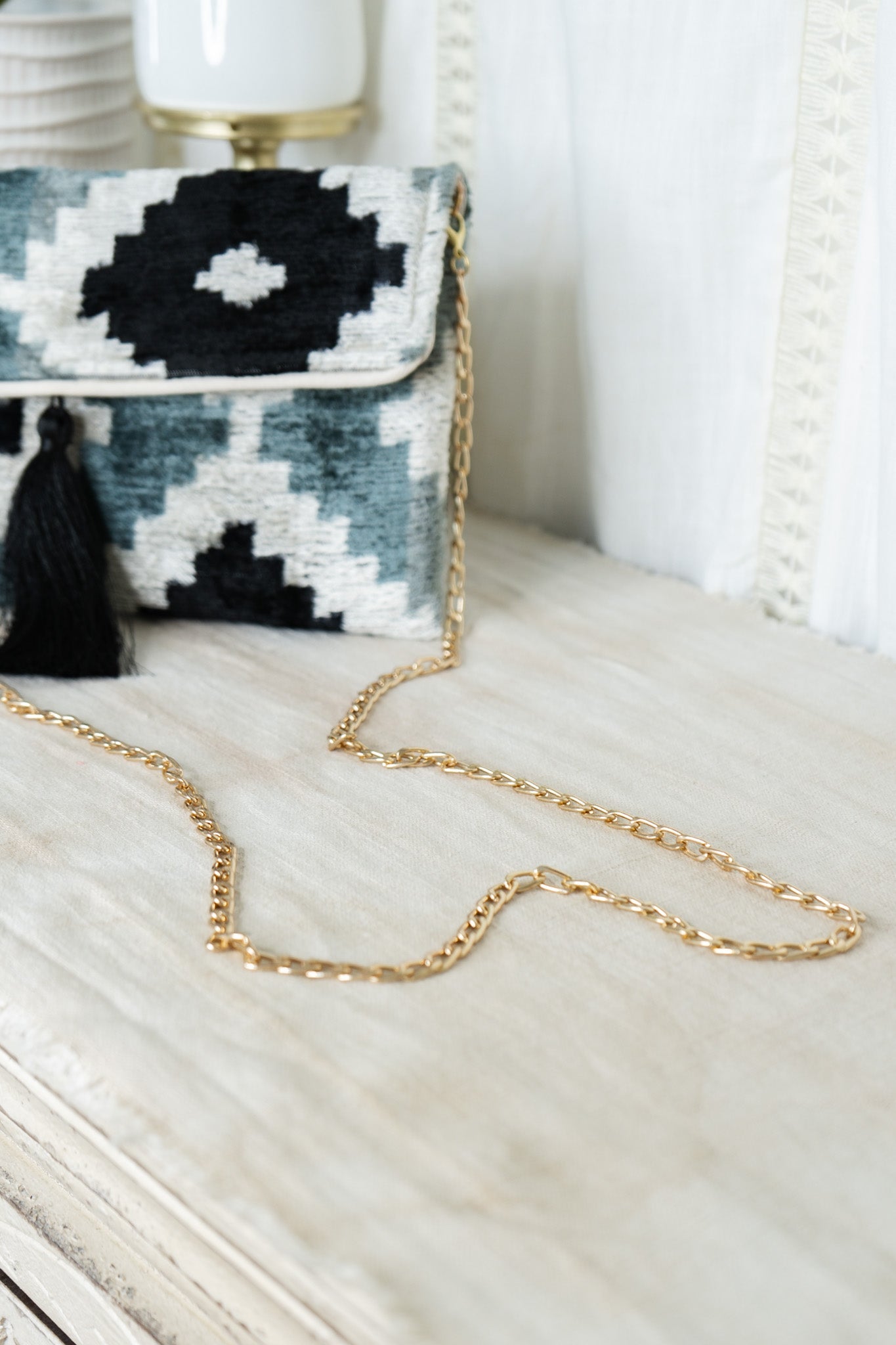 Velvet Clutch - Blue & Black GeometricJayshree DalalPurse