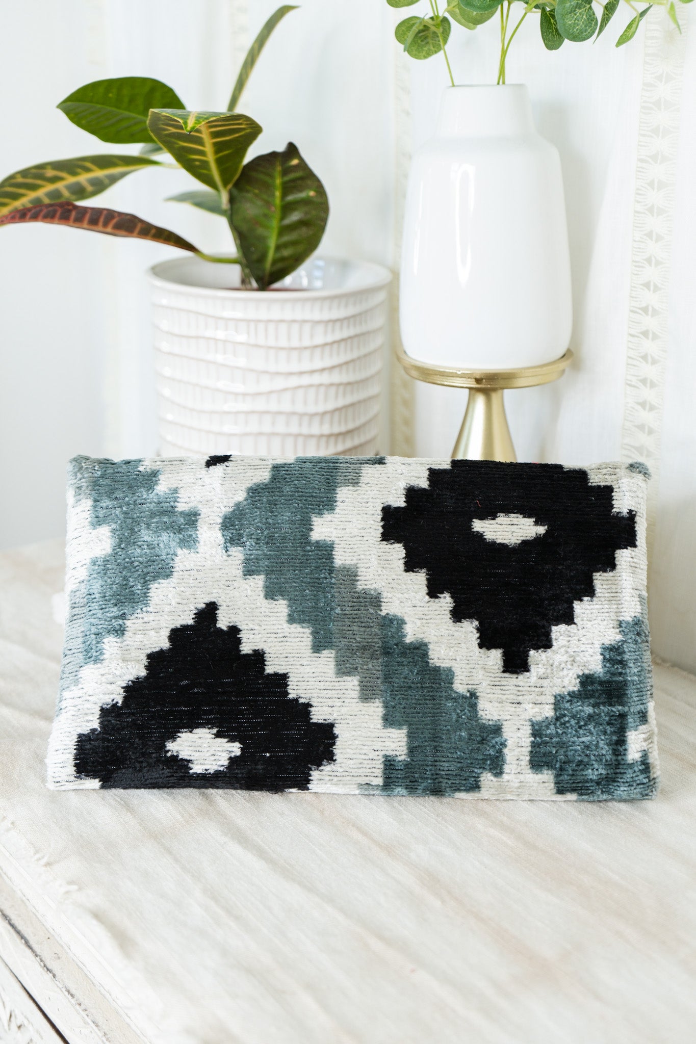Velvet Clutch - Blue & Black GeometricJayshree DalalPurse