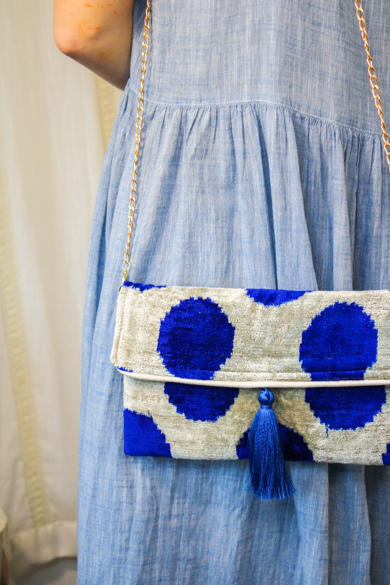 Velvet Clutch - Blue SpotJayshree DalalPurse