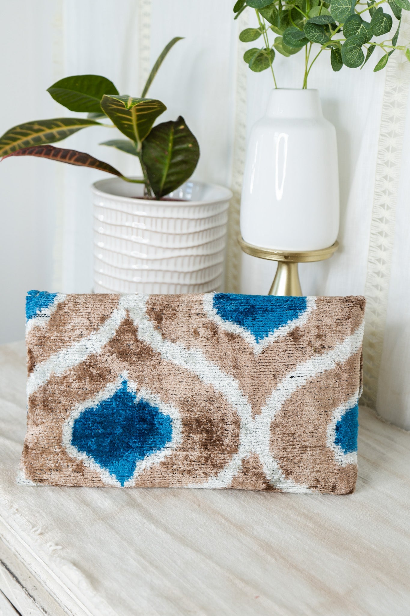 Velvet Clutch - Camel & BlueJayshree DalalPurse